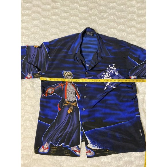 Mecca Clothing Company Size XXL Blue Shirt  Samurai Graphic Big And Tall - Picture 3 of 8